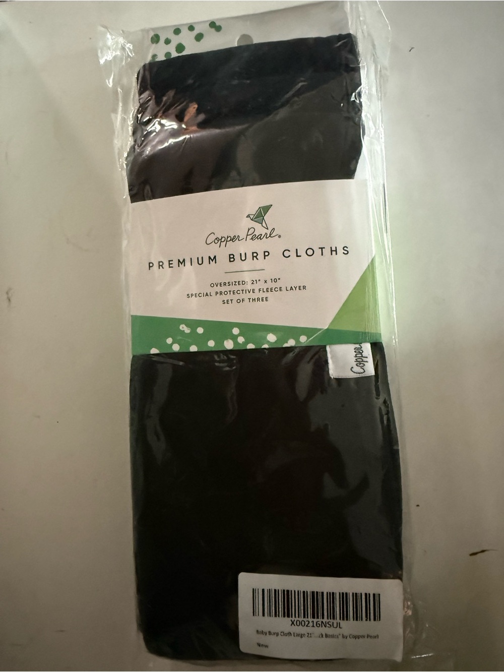 Copper Pearl Black Premium Burp Cloths - Set of 3